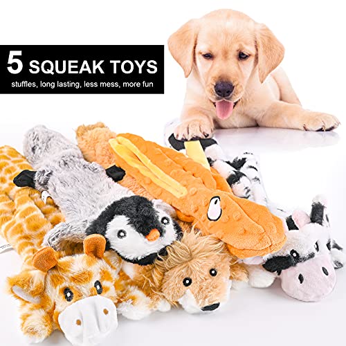 CITAMAMA Juguete para Perro Chirriante, 5 Paquete Juguetes con Sonido para Perros sin Relleno Juguetes de Peluche para Juguete para Masticar Cachorros Juego Interactivo para Perros