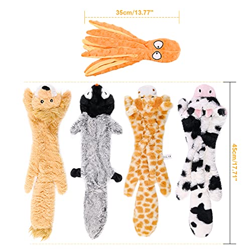CITAMAMA Juguete para Perro Chirriante, 5 Paquete Juguetes con Sonido para Perros sin Relleno Juguetes de Peluche para Juguete para Masticar Cachorros Juego Interactivo para Perros