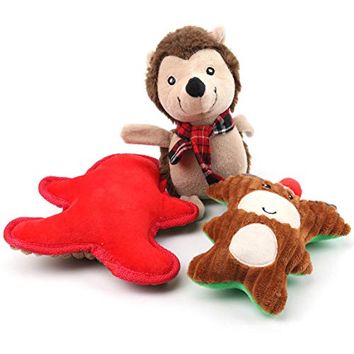 CJFael Regalo de Navidad para perro de peluche de Papá Noel de dibujos animados de animales vocales molares resistentes a la mordedura de juguetes para mascotas Suministros - E