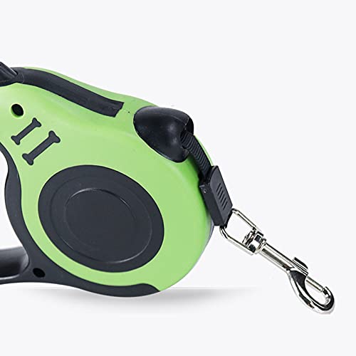 CLGrich Correa Retráctil para Perros, Cinta Nailon Resistente, Asa Antideslizante, Freno Una Mano, Bloqueo Pausa, para Pasear Perros, Perros Pequeños Medianos hasta 20 Kg (3 Meters,Green)