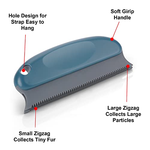cobee Cepillo removedor de pelo para mascotas, removedor de pelusa de peine profesional para sofá, muebles, alfombra, ropa, mantas, coche, cama, removedor de pelo de perro de gato, azul oscuro