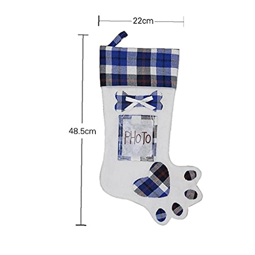 COLiJOL Calcetines de la Navidad con la Impresión de la Pata de Perro Calcetín de la Pata de la Pata con el Mde la Foto Sockable de Dibujos Animados para el Árbol de Navidad Party Blue 1 Pc/Azul