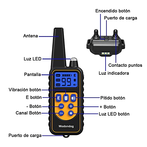 Collar de Adiestramiento para Perros, Collar Electrico Perro Recargable y Impermeable para Perros Pequeños, Medianos y Grandes con Control a Distancia 300 Metros, 2 Collars