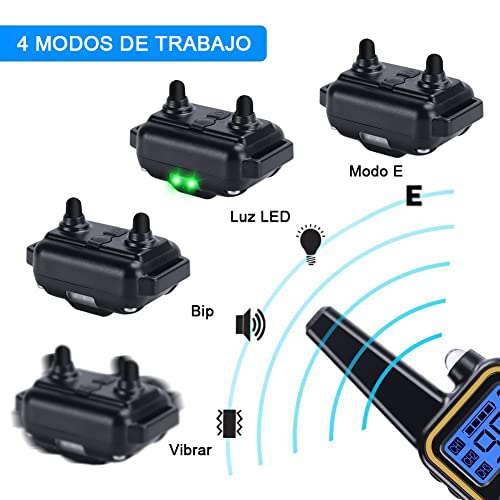 Collar de Adiestramiento para Perros, Collar Electrico Perro Recargable y Impermeable para Perros Pequeños, Medianos y Grandes con Control a Distancia 300 Metros, 2 Collars