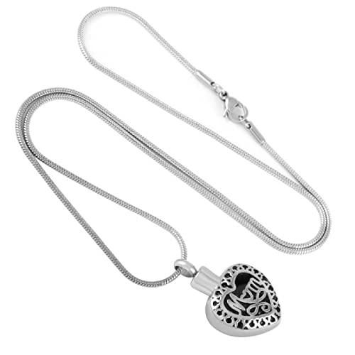 Collar De Cenizas Para Hombre Plata De Leycollar De Urna Conmemorativa De Acero Inoxidable "Mamá En Mi Corazón" Cremación De Recuerdo Para Guardar Las Cenizas De Sus Seres Queridos,A