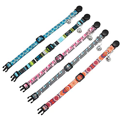 Collar de gato personalizado con placa de nombre – Collares de identificación de gato con timbre – Etiquetas de identificación para mascotas pequeñas grabadas con hebilla de liberación rápida