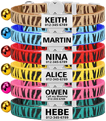 Collar Gato Personalizado con Cascabel, 1 Paquete, Liberación Rápida Collar Antiahogo para Gatos y Gatito, Marrón