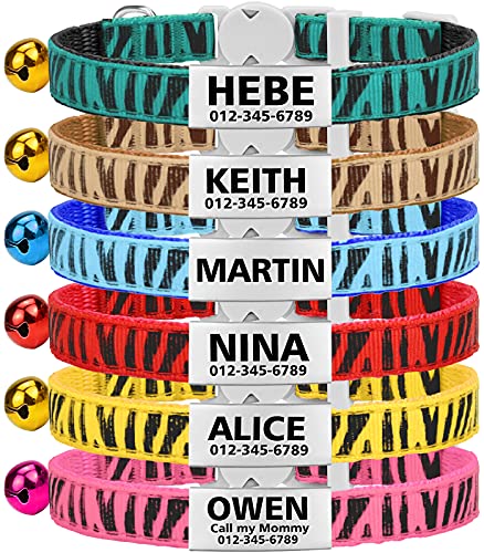 Collar Gato Personalizado con Cascabel, 1 Paquete, Liberación Rápida Collar Antiahogo para Gatos y Gatito, Verde