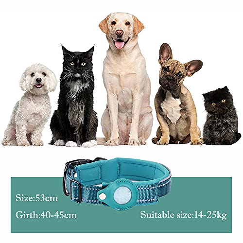 Collar para Perros con Funda para Airtag, 1 Pieza Collar Nylon Reflectante, Seguridad y Prevención de Pérdidas, Longitud Ajustable de 40-45 cm, Collar de Perro, Accesorios para Mascotas