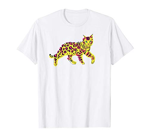 Colorido gato de Bengala Gatito Mascota Camiseta