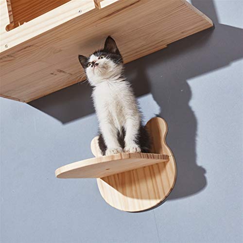 Columna de rascado de gato Marco de escalada de gato montado en la pared de madera maciza de la plataforma de salto de la plataforma del gato del árbol del gato de la plataforma de los muebles del gat