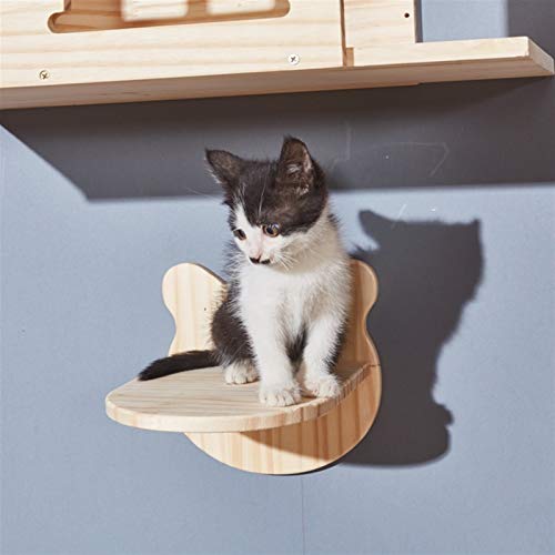 Columna de rascado de gato Marco de escalada de gato montado en la pared de madera maciza de la plataforma de salto de la plataforma del gato del árbol del gato de la plataforma de los muebles del gat