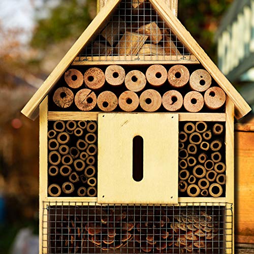 com-four® XL Hotel de Insectos de Madera - Hotel de Abejas para Insectos voladores, Mariquitas, Mariposas y Moscas - Casa de Insectos para Colgar (30cm)