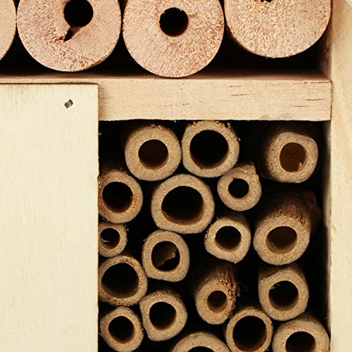com-four® XL Hotel de Insectos de Madera - Hotel de Abejas para Insectos voladores, Mariquitas, Mariposas y Moscas - Casa de Insectos para Colgar (30cm)