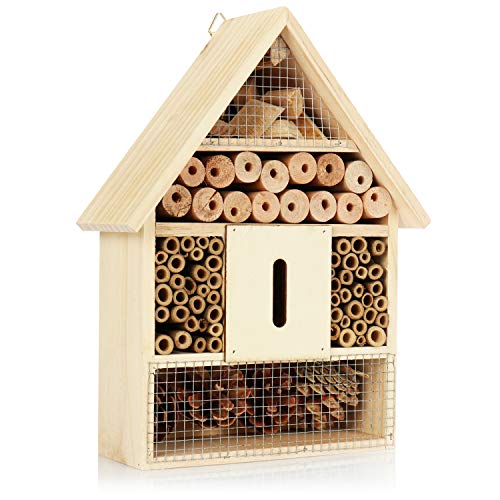 com-four® XL Hotel de Insectos de Madera - Hotel de Abejas para Insectos voladores, Mariquitas, Mariposas y Moscas - Casa de Insectos para Colgar (30cm)