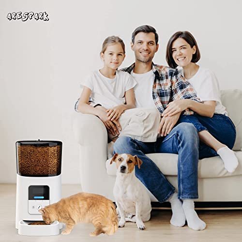 Comedero Automatico Gato, Arespark 6L WiFi Comedero Automático Perros Dispensador Comida Gatos Perros con Control App, hasta 15 Comidas por Día Doble Fuente de Alimentación