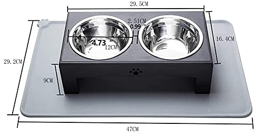 Comedero Elevado Perro para Perros Gatos Pequeños a Medianos, Cuencos Perro Comida Gatos Bebedero con Silicona Alfombrilla, Dispensador Platos para Mascotas Dobles de Acero Inoxidable