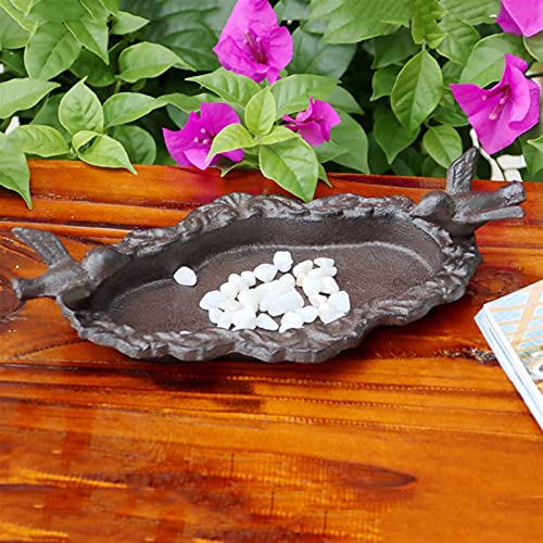 Comedero Exterior para Pájaros Retro dos pájaros óvalo hierro fundido alimentador de aves bandeja de almacenamiento de la granja europea acentos hechos a mano casero jardín tablero de la placa de meta