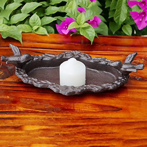Comedero Exterior para Pájaros Retro dos pájaros óvalo hierro fundido alimentador de aves bandeja de almacenamiento de la granja europea acentos hechos a mano casero jardín tablero de la placa de meta