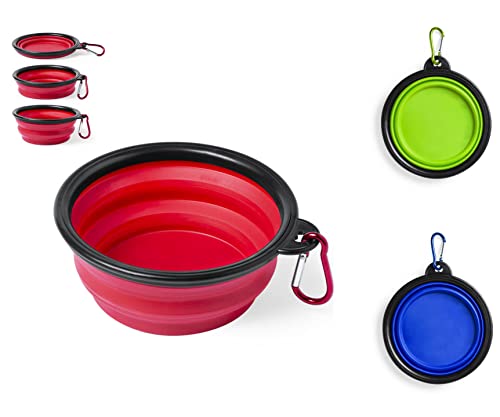Comedero Plegable para Perros, Bowl para Alimentar Mascotas, Cuenco Plegable para Perros y Gatos, tazón Fuente alimentación para Perros, Bebedero portátil (Rojo)