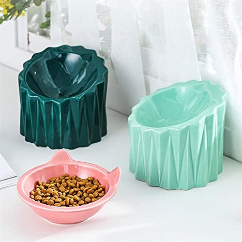 Comederos Y Bebederos Para Perros Cuenco de gato de cerámica Cuencos de comida for gatos Sin derrame de mascotas plato de gato poco profundo for el alivio de la fatiga del bigotes protege la columna v