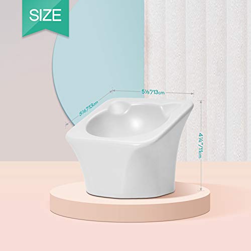 ComSaf Elevado Comedero para Gatos, Plato de Alimentación y Bebida de Cerámica para Gatos, Blanco, Material Saludable de Grado Alimenticio, Bigotes sin Estrés, Antideslizante