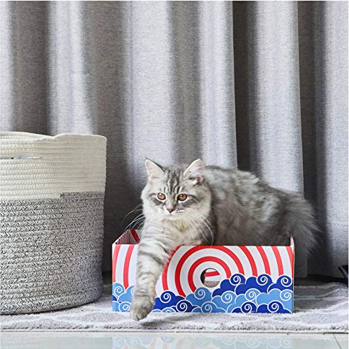 Conlun - Alfombrillas rascadoras para Gatos, Poste rascador para Gatos, rascador portátil de cartón Corrugado para Gatos con Caja para rascar Gatos y diseño de Orificio Interactivo - Medio -Rojo