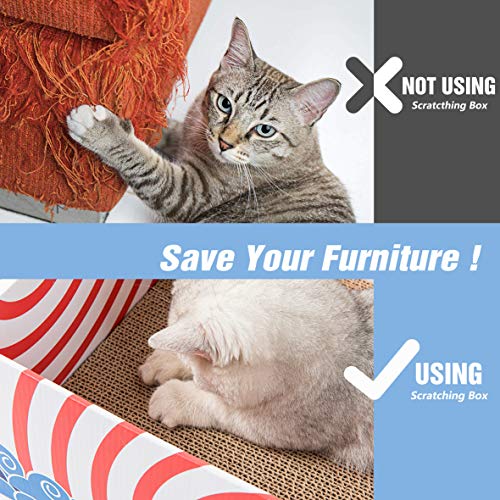 Conlun - Alfombrillas rascadoras para Gatos, Poste rascador para Gatos, rascador portátil de cartón Corrugado para Gatos con Caja para rascar Gatos y diseño de Orificio Interactivo - Medio -Rojo