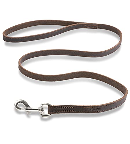 Correa de Cuero de Primera Calidad Shorty 1m - Correa de Cuero para Perros - Correa de Plomo con mosquetón - Shorty (Marrón Oscuro)