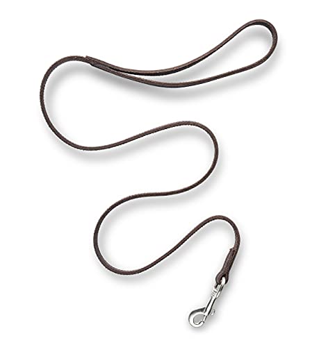Correa de Cuero de Primera Calidad Shorty 1m - Correa de Cuero para Perros - Correa de Plomo con mosquetón - Shorty (Marrón Oscuro)