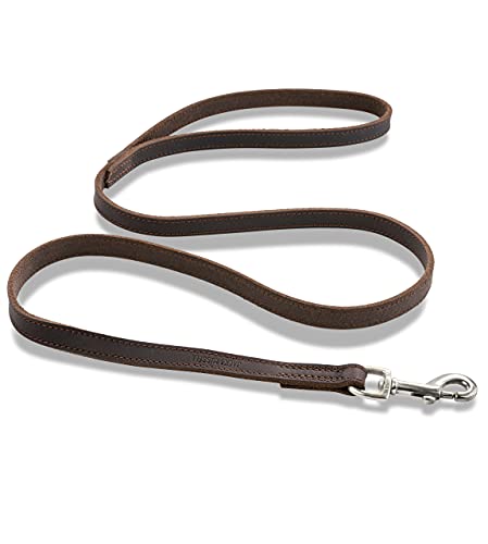 Correa de Cuero de Primera Calidad Shorty 1m - Correa de Cuero para Perros - Correa de Plomo con mosquetón - Shorty (Marrón Oscuro)