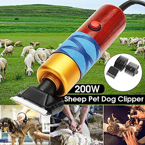 Cortadora eléctrica profesional de esquila de ovejas de 200 W, aceite de hoja de repuesto ajustable de 5 velocidades incluido para afeitar lana de piel de oveja, caballo, ganado, ganado de granja
