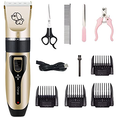 Cortapelos Para Perros, Cortapelos Para Mascotas Perros y Gatos，Bajo Ruido y Vibración,Inalámbrico y fácil de usar,4 Peines, Profesional y Bonito