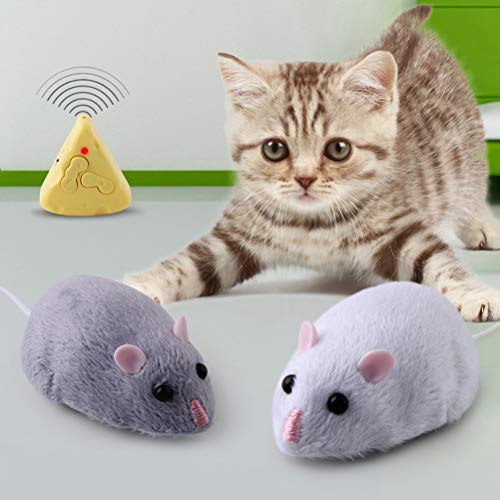 COTTILE Rata de Control Remoto inalámbrico eléctrico con Control Remoto, ratón, para Gato, Juguetes, ratón de Peluche, Juguetes para Caza