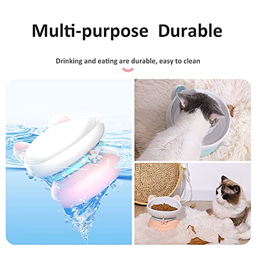 Cozywind Cuenco Cerámico del Gato Tazón para Mascotas Tazón de Comida Ccuenco de Gato Comedero y Bebedero Cuencos de Porcelana Boles para Gatos con Forma de Gato Inclinados y Antideslizantes