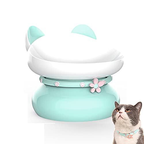 Cozywind Cuenco Cerámico del Gato Tazón para Mascotas Tazón de Comida Ccuenco de Gato Comedero y Bebedero Cuencos de Porcelana Boles para Gatos con Forma de Gato Inclinados y Antideslizantes