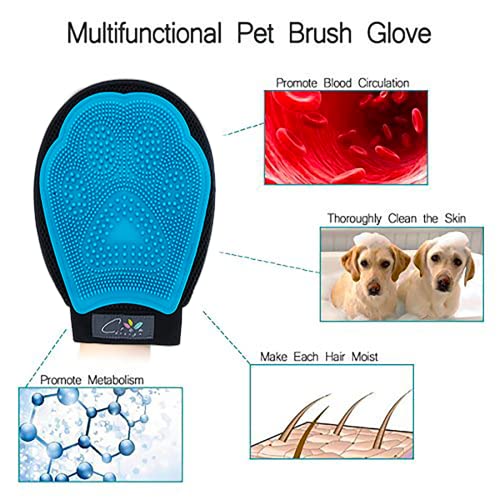 Crea Ebe - Guante de aseo para perros y gatos, cepillo delicado y masajeador para la eliminación del vello de los animales domésticos. (negro)