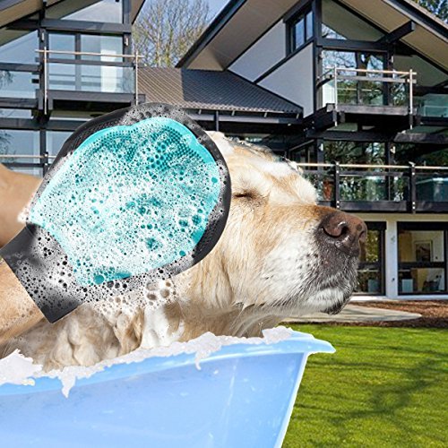 Crea Ebe - Guante de aseo para perros y gatos, cepillo delicado y masajeador para la eliminación del vello de los animales domésticos. (negro)