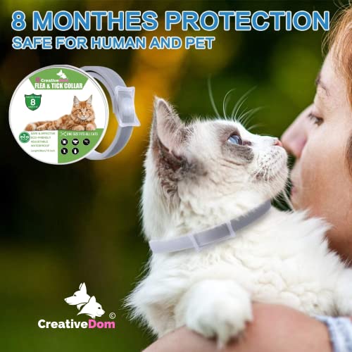 CreativeDom - Collar antiparasitario - antipulgas | Tratamiento antipulgas Gatos para Gatos | 8 Meses de protección contra Pulgas - Garrapatas y Mosquitos | Collar Gatos Pequeño-Mediano-Grande
