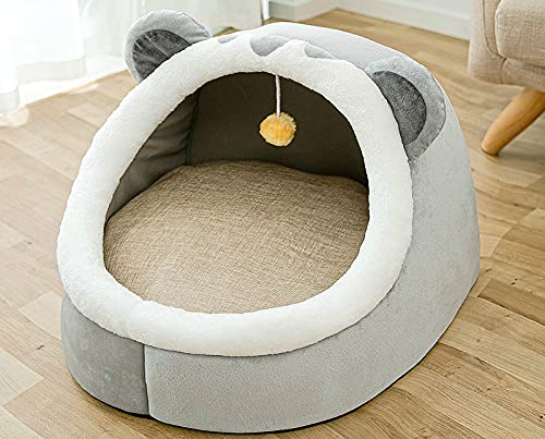 Cuatro estaciones universal oso casa para gatos ventilada y cálida casa de perro mullido, extraíble y lavable cama cerrada para gatos gatito cachorro casa mascota cama