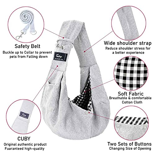 CUBY bolsa de mensajero de manos libres para mascotas de doble cara, suave y cómoda, adecuada para cachorros, gatitos, conejos, pan doble, bandolera (no ajustable)
