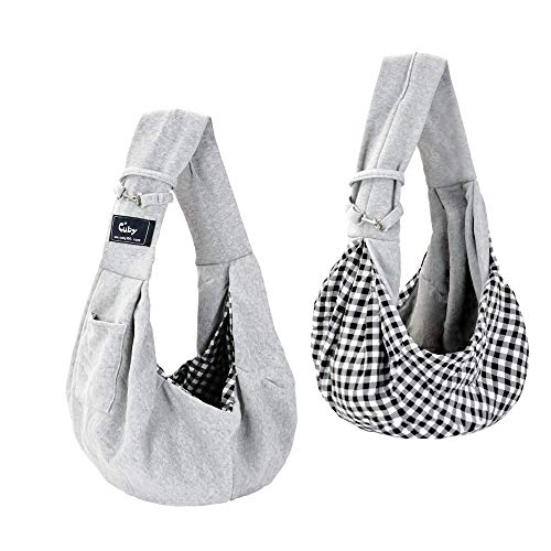 CUBY bolsa de mensajero de manos libres para mascotas de doble cara, suave y cómoda, adecuada para cachorros, gatitos, conejos, pan doble, bandolera (no ajustable)