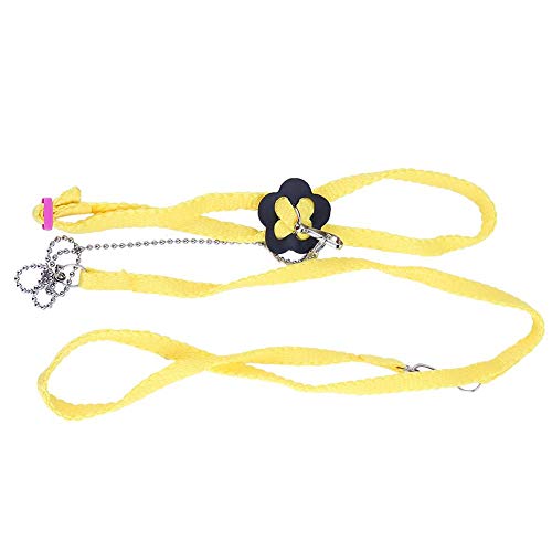 Cuerda de fibra, suave y cómoda Cinturón ajustable para pájaros Periquitos Pericos Loros Cacatúa Cockatiel Mascotas Entrenamiento y juego al aire libre(Amarillo)