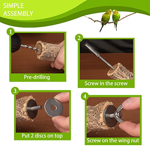 Cuidongsheng 6 Piezas Perca de Pájaro, Perchas de Loros Naturales Accesorios Marco de Madera Natural pájaros,para fijación de la Jaula, Accesorios para, por Ejemplo, nidos, para Loros y Otros