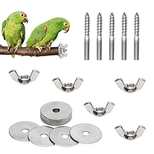 Cuidongsheng 6 Piezas Perca de Pájaro, Perchas de Loros Naturales Accesorios Marco de Madera Natural pájaros,para fijación de la Jaula, Accesorios para, por Ejemplo, nidos, para Loros y Otros