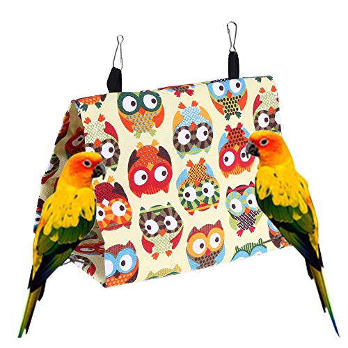 cuiyoush Hamaca para Mascotas, Mascota Pájaro Loro Colgante Cueva Casa Búho Corazón Jaula Hamaca Cama para Dormir Nidos para Mascotas Pequeñas M Búho Amarillo **