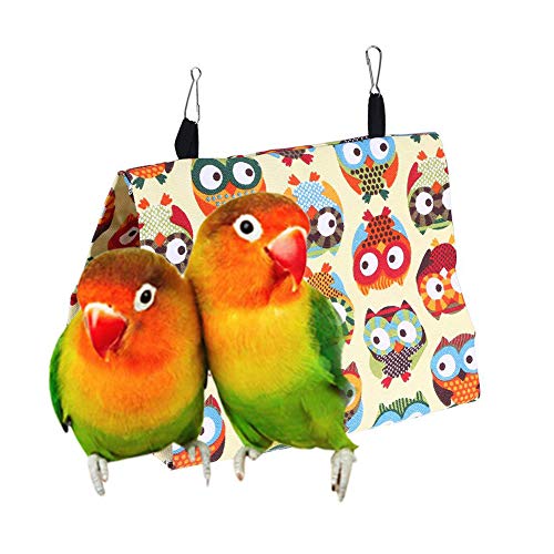 cuiyoush Hamaca para Mascotas, Mascota Pájaro Loro Colgante Cueva Casa Búho Corazón Jaula Hamaca Cama para Dormir Nidos para Mascotas Pequeñas M Búho Amarillo **