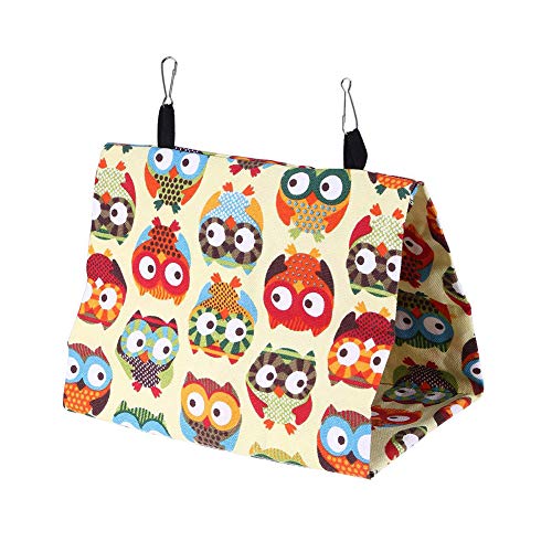 cuiyoush Hamaca para Mascotas, Mascota Pájaro Loro Colgante Cueva Casa Búho Corazón Jaula Hamaca Cama para Dormir Nidos para Mascotas Pequeñas M Búho Amarillo **