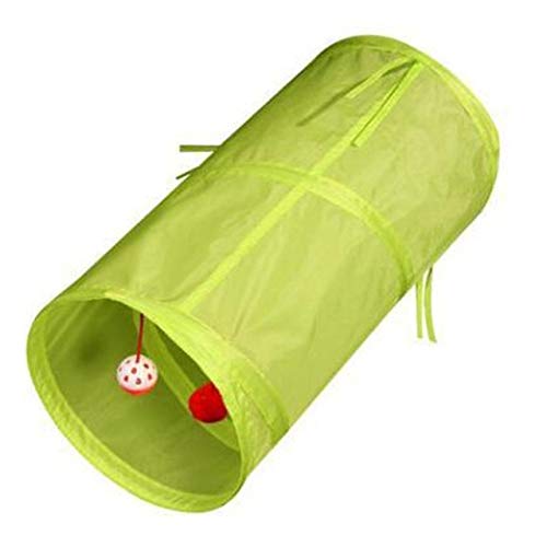 Cute 7 Colors Funny Pet Cat Tunnel 2 Holes Play Tubes Balls Collapsible Crinkle Kitten Toys Puppy Rabbit Play Dog Tunnel Tubes Green