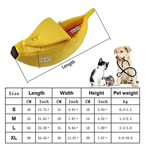 Cute Cat Bed House, Pet Bed Soft Cat Cuddle Bed, Lovely Pet Pet Supplies for Cats Kittens Rabbit Small Dogs Bed Banana Design,Rosado,L